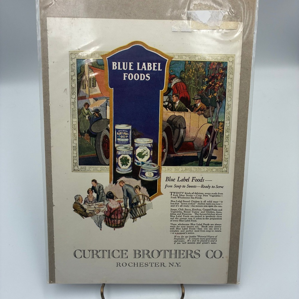 Vintage Blue Label Foods Curtice Brothers Co Rochester NY Print Ad Illustration